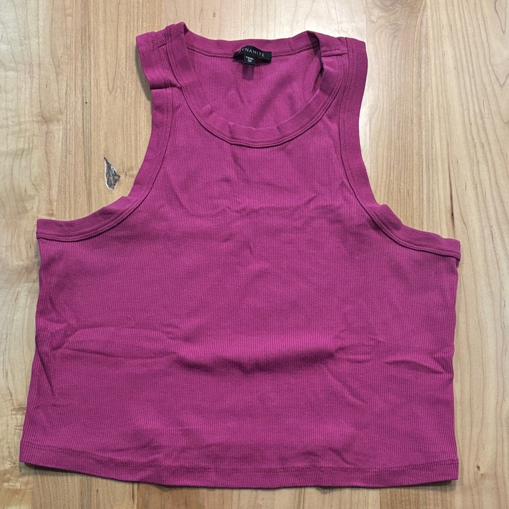 Dynamite Fuchsia Sleeveless Crop Top